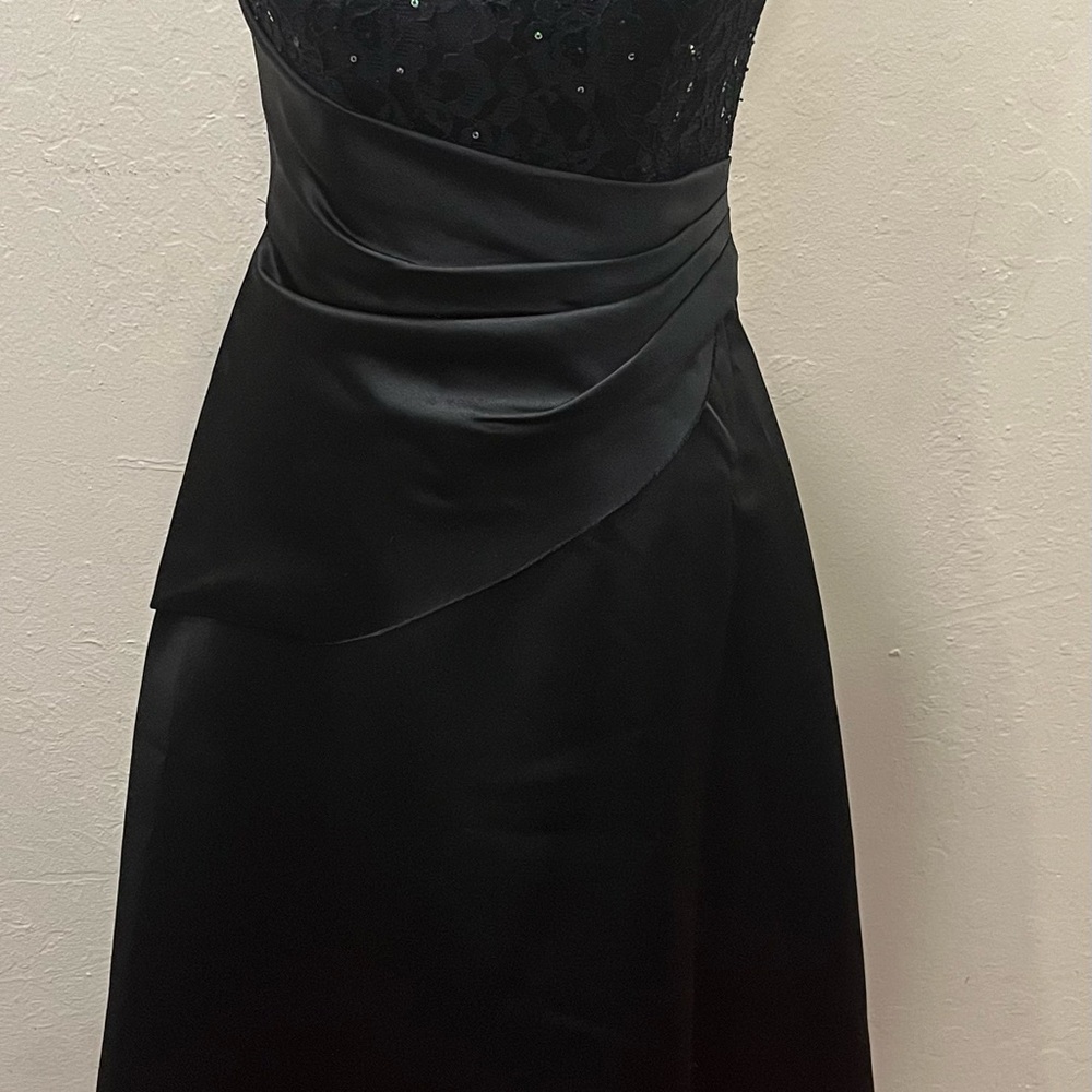 Mori Lee Black Strapless Ruched Gown